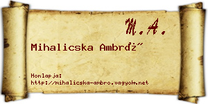 Mihalicska Ambró névjegykártya